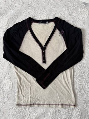 Fox Two-Tone Black & Cream Henley Long Sleeve Shirt